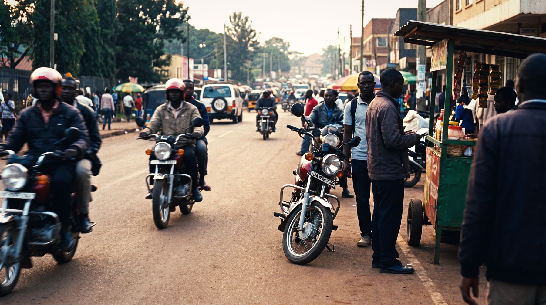 A Kampala street at first light